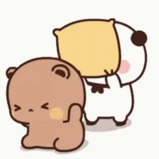 😤 f757546d Kartun, Lucu, Binatang, Beruang, Lucu, Perang bantal, Gestur ofensif whatsapp sticker