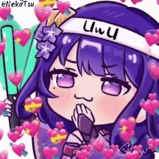 🥰 2f7b29ab Raiden Shogun Genshin Impact uwu Anime, Kawaii, Słodkie, Waifu, Raiden Shogun, Genshin Impact, Serce, UwU, Naklejka telegram sticker