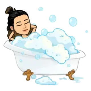 🤍 0a15e0d9 욕조, 거품, 휴식, 스파, 자기 관리, 만화, 여자, 목욕 telegram sticker
