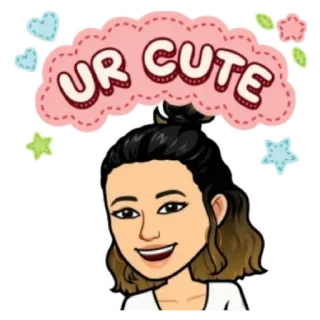 🤍 91c47e0f UR CUTE 귀여운, 만화, Bitmoji, 귀엽다, 칭찬 telegram sticker