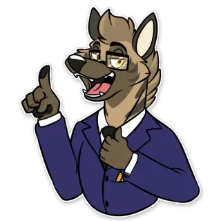 💼 cdb1a660 ไฮยีน่า, เฟอร์รี่, การ์ตูน, มานุษยรูปนิยม, สูท, ยกนิ้วให้ whatsapp sticker