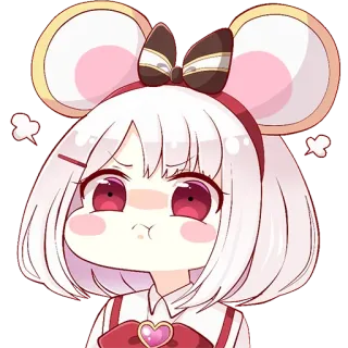 😤 3935f3d3 อนิเมะ, น่ารัก, การ์ตูน, หนู, หู, ริบบิ้น telegram sticker