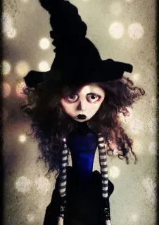 🧹 56e591c9 Hexe, Halloween, Puppe, Gothic, Gruselig, Beängstigend whatsapp sticker