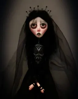 🥺 5cd0ed48 Puppe, Gothic, Braut, Dunkel, Schleier, Gruselig whatsapp sticker