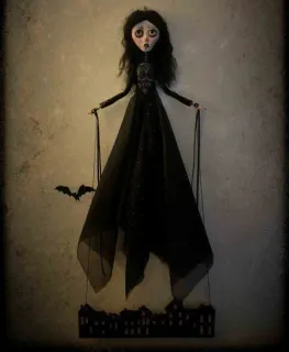 🥰 850fba7f Puppe, Gothic, Marionette, Halloween, Dunkel, Fledermaus whatsapp sticker