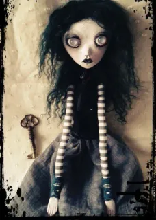 😕 86b2c4bd Puppe, gruselig, Gothic, spukhaft, Kunstpuppe whatsapp sticker