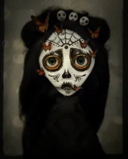 🦋 9545a82b Tag der Toten, Skelett, Schädel, Schmetterlinge, Catrina whatsapp sticker