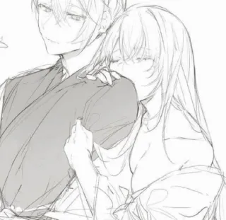 💓 092ecb5c อนิเมะ, คู่รัก, สเก็ตช์, โรแมนติก telegram sticker