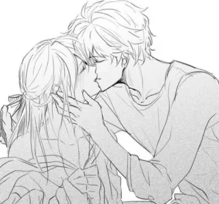 💛 419244fa จูบ, โรแมนติก, ความรัก, อนิเมะ, คู่รัก, มังงะ telegram sticker