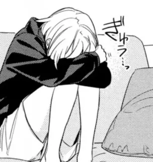 💚 d2da96dc ぎゅっ… อนิเมะ, ร้องไห้, เศร้า, นั่ง, โซฟา, มังงะ, ซึมเศร้า telegram sticker