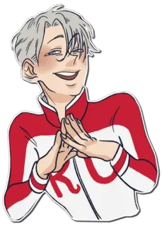 😏 43a7765e Victor Nikiforov Yuri!!! on Ice Anime, Seluncur indah, Olahraga, Karakter, Fanart, Stiker, Yuri on Ice telegram sticker