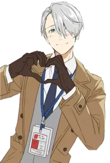 😊 5090e832 Victor Nikiforov Yuri on Ice anime, karakter, Victor, Nikiforov, Yuri on Ice, hati, imut telegram sticker
