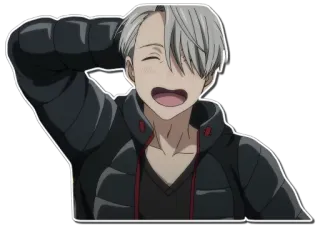 😅 643a8d3a Victor Nikiforov Yuri on Ice anime, kartun, karakter, tersenyum, bahagia, pemain seluncur indah telegram sticker