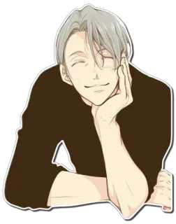 ☺️ 8da40ed2 Victor Nikiforov Yuri on Ice anime, kartun, tersenyum, imut, Victor Nikiforov telegram sticker