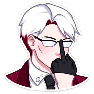 😎 183569a8 środkowy palec, obraźliwe, gest, mężczyzna, anime, okulary, zirytowany telegram sticker