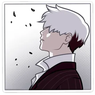 😶 e4b4f608 mężczyzna, sztuka, kreskówka, portret, białe włosy, profil telegram sticker