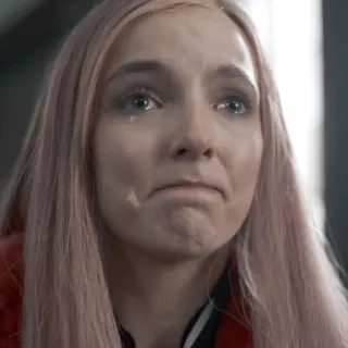 🌙 6616e684 женщина, грустная, розовые волосы, плачет telegram sticker