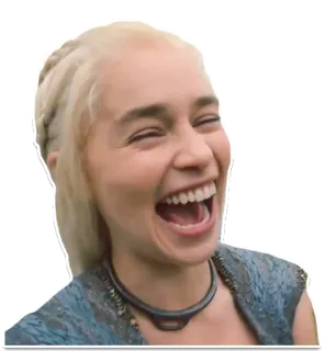 😁 52a87e2e Daenerys Targaryen Game of Thrones Daenerys Targaryen, Game of Thrones, laughing, expression, tv series, character telegram sticker