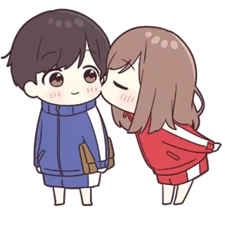 😙 5c093acb 애니메이션, 커플, 로맨스, 귀여운, 치비, 애정, 키스, 만화 telegram sticker