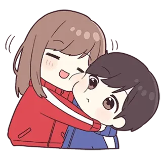 🥰 ba0124b1 치비, 귀여운, 커플, 사랑, 포옹, 애정 telegram sticker