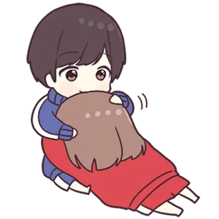 ❤ e67b0c7f 포옹, 커플, SD캐릭터, 귀여운, 애정, 애니메이션 telegram sticker