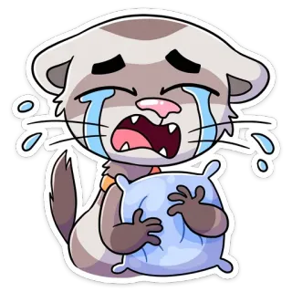 😭 251d1868 kucing, menangis, sedih, bantal, kartun, hewan, stiker telegram sticker