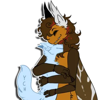 👐 15a50bf5 YCH ハグ, ケモノ, デジタルアート, 漫画, 動物 telegram sticker