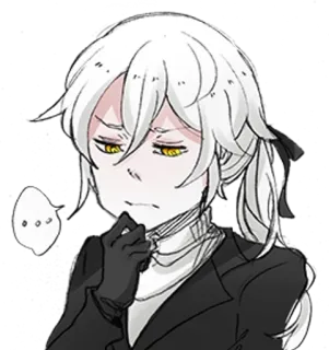 🤔 63786244 动漫, 角色, 白发, 思考, 手套 telegram sticker