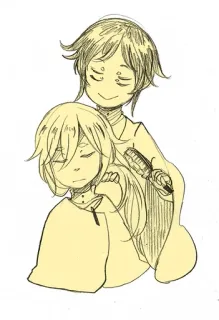 🥰 d3902dad 绘画, 梳头发, 素描, 可爱, 卡通, 动漫 telegram sticker