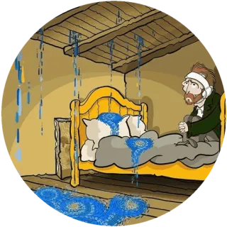 🌾 19154e84 Vincent van Gogh van gogh, seniman, lukisan, sedih, kamar tidur, telinga diperban, tertekan telegram sticker