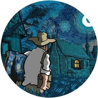 🌾 36a76679 seni, malam, pemandangan, pria, perjalanan telegram sticker