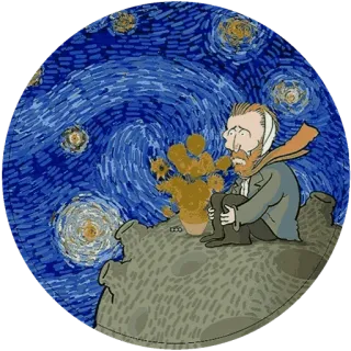 🌾 ab2ed0c4 Vincent van Gogh Starry Night Vincent van Gogh, The Starry Night, seni, pelukis, bulan, pasca-impresionisme telegram sticker
