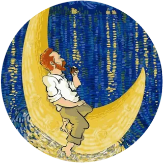 🌾 f0a7bb15 Vincent van Gogh van Gogh, Malam Berbintang, seniman, bulan, lukisan, pipa telegram sticker