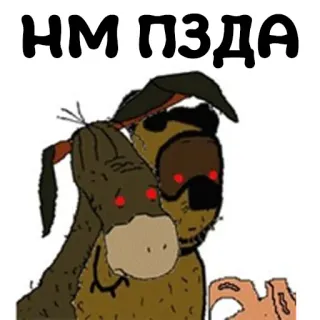 😐 2fda1712 НМ ПЗДА donkey, russian, offensive, meme whatsapp sticker