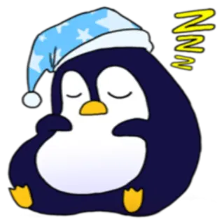 😴 17e50f0a ZZZZ Pinguin, schlafend, zzz, Cartoon, süß, Tier, Schlaf telegram sticker