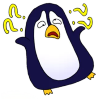 ❓ 2b26b0f2 Pinguin, Fragezeichen, verwirrt, Cartoon, Tier, Vogel, Emotion telegram sticker