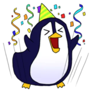 🎉 9add420e Pinguin, Party, Feier, Konfetti, Fröhlich, Cartoon telegram sticker