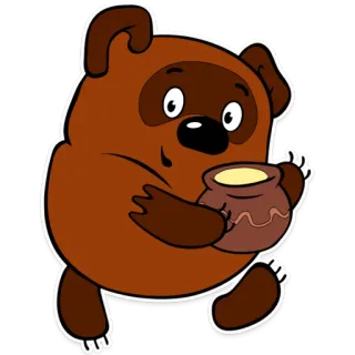 😋 78436c8f Kreskówka, Niedźwiedź, Miód, Słodkie, Zwierzę, Postać telegram sticker