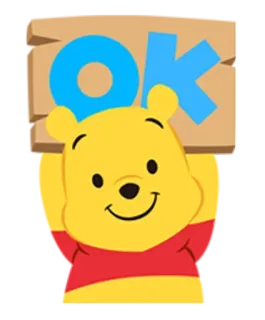 😏 1ce9a4e1 Winnie the Pooh OK 만화, 곰, 인사, 친근한, 긍정적인 telegram sticker
