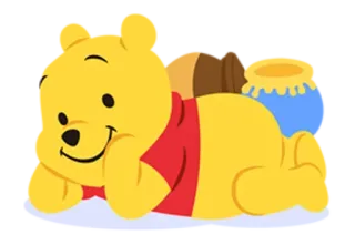 😗 df5bebd1 Winnie the Pooh 곰돌이 푸, 만화 캐릭터, 누워있는, 곰, 귀여운 telegram sticker