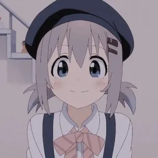 🤍 0e8a2a15 Anime, Fille, Béret, Mignon, Dessin animé, Illustration whatsapp sticker