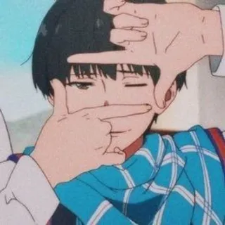 🤍 2362ced2 Anime, Garçon, Portrait, Geste de la main, Cadrage, Art whatsapp sticker