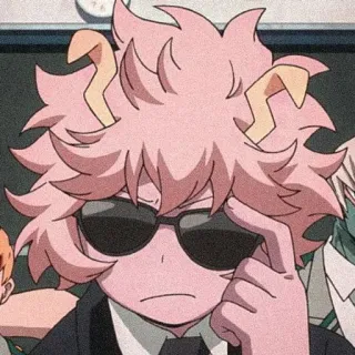 🤍 72216a68 Mina Ashido My Hero Academia Anime, My Hero Academia, Mina Ashido, Personnage, Lunettes de soleil, Cool whatsapp sticker