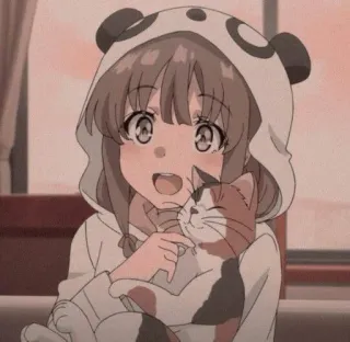 🤍 89521961 Anime, Fille, Chat, Mignon, Sweat Panda, Kawaii whatsapp sticker