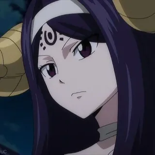 🤍 e9bd7fdc animé, personnage, cornes, cheveux foncés, yeux violets, femme whatsapp sticker