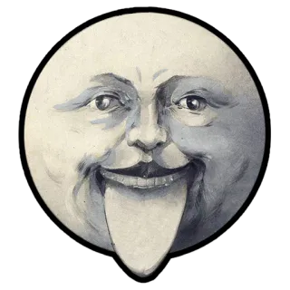 😛 7d9ba5c7 lua, rosto, assustador, vintage, celestial, engraçado, língua whatsapp sticker