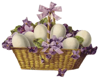 🥚 496df948 复活节, 篮子, 彩蛋, 花, 紫罗兰, 春天, 节日 telegram sticker