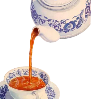 ☕️ b0ef3896 茶, 茶壶, 杯子, 饮料, 饮品, 瓷器, 花卉, 蓝色 telegram sticker