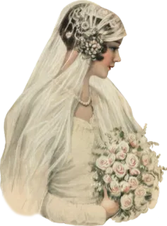 👰 fd13774f 新娘, 婚礼, 复古, 礼服, 花, 面纱 telegram sticker