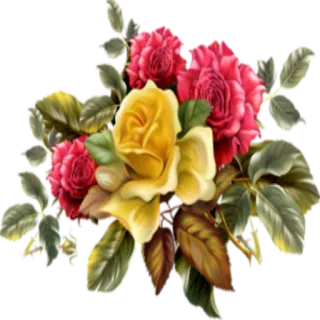 🌺 43474ad5 ดอกไม้, กุหลาบ, ช่อดอกไม้, ลายดอกไม้, สีเหลือง, สีแดง telegram sticker